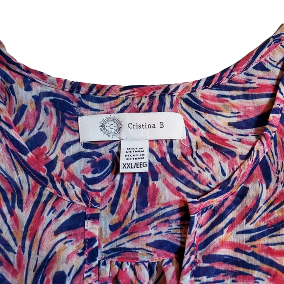 NWOT Cristina B Lightweight Double Layer Hi-Low Hem Sleeveless Tunic Top XXL - Picture 4 of 4